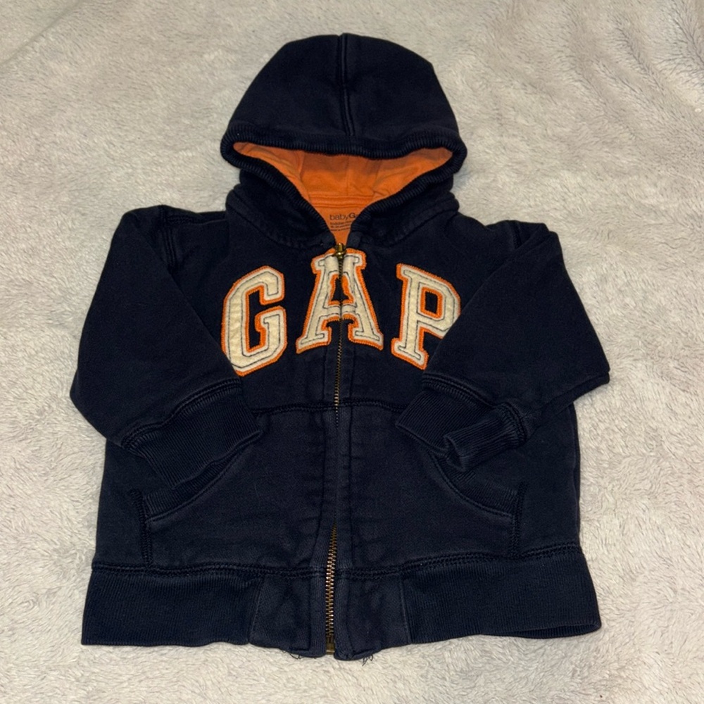 Baby gap navy zipper sweatshirt sweater hoodie 18-24 months